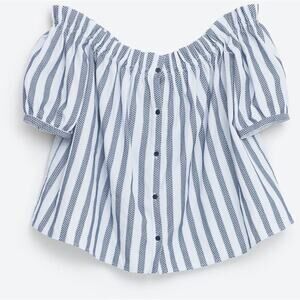 Zara Off the Shoulder Button Down Crop Top